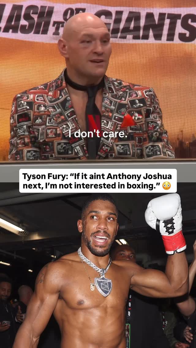 Tyson Fury: “If it ain’t Anthony Joshua next, I’m not interested in boxing. It’s either him, or I’m gone again. ... that’s the defining fight in British boxing.” 😮 #FuryMakhmudov

#boxing #anthonyjoshua #tysonfury