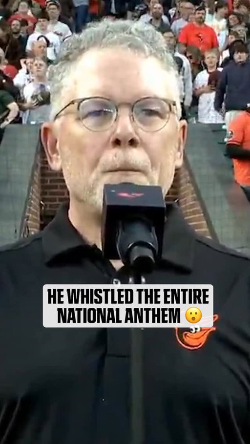 Chris Ullman performed the national anthem for the Orioles by whistling. The amount of breath control this takes 😮‍💨 (via @mlb)