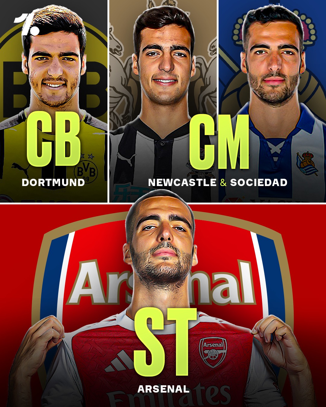 Take yourself back to 2016 when a Borussia Dortmund's Mikel Merino was lining up as a centre-back ⏳🔄

Since then, he's been gradually progressing his way up the pitch and has now established himself as a lethal finisher in the Premier League with Arsenal 😮‍💨

Bro really did the reverse Joelinton 🤣