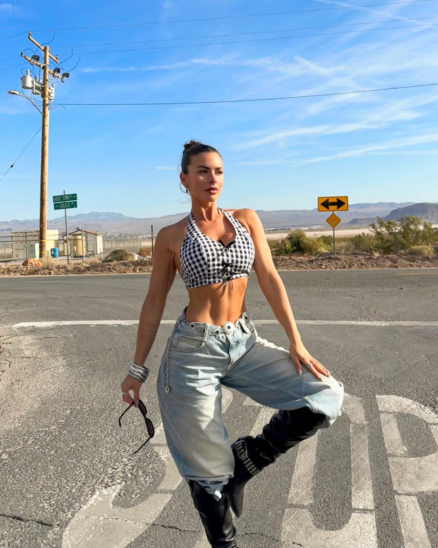 Just a pit stop for the plot ⛽️✨

- Grace Gingham Bubble Skirt Set 
- Callie Cowboy Boots