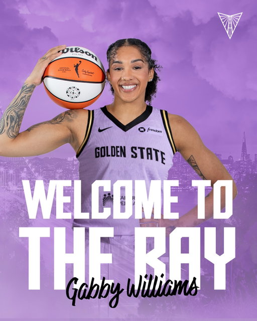 2-way menace, elite defender, and now — Golden State Valkyrie.

Welcome to the Bay, @gabbywilliams ⚔️