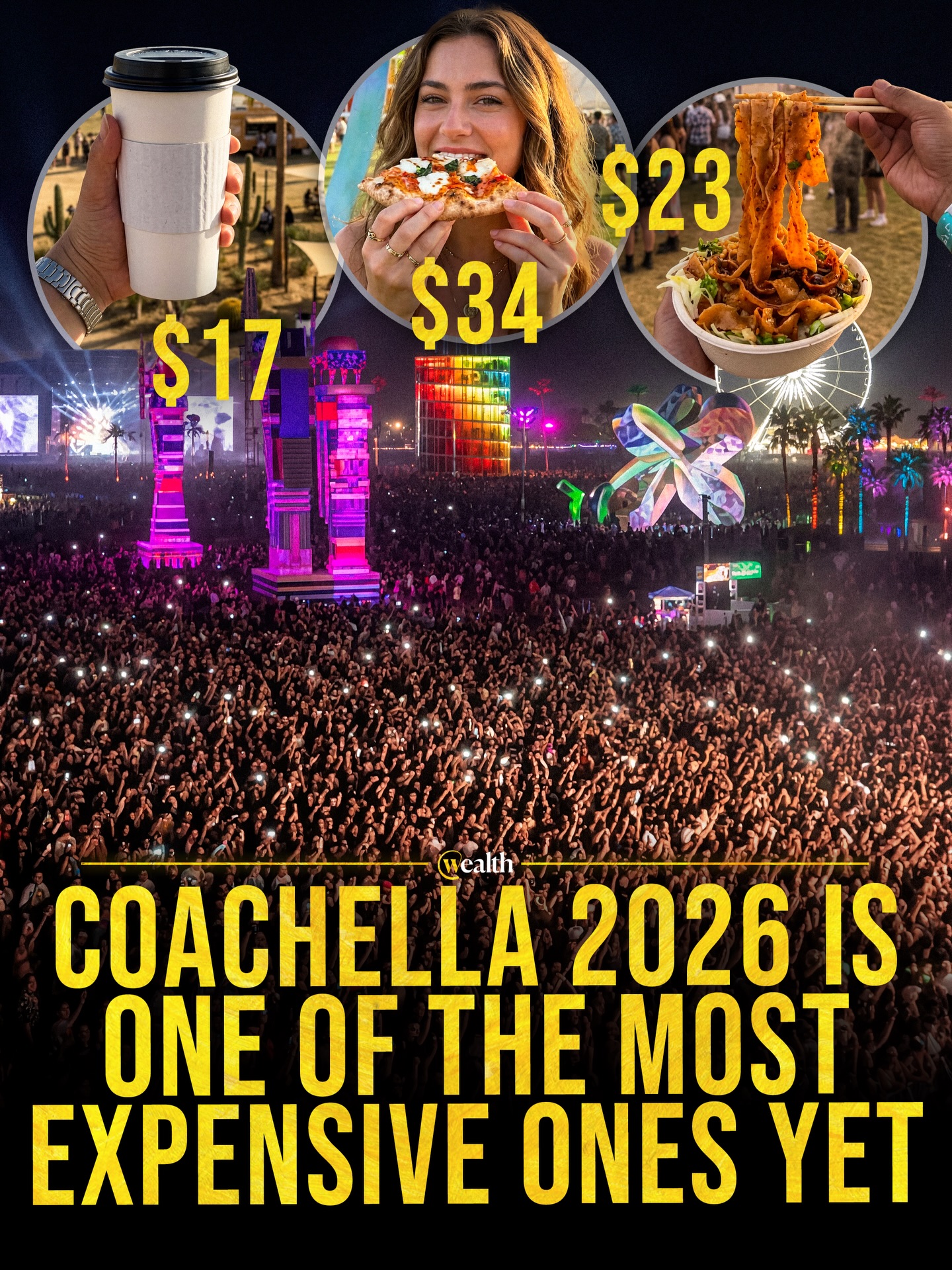 Access, comfort, and scarcity are driving Coachella’s price ladder 📈

At Coachella 2026, the cost story runs from $17 coffee and $23 burritos to $299 preferred parking, $5,000 last-minute passes, and $70,000 weekend suites for 10 guests. The festival isn’t just selling music in Indio; it’s selling access, convenience, scarcity, and status at every price point.

That matters because the live-event economy now prices the whole weekend, not just the wristband.

When demand is intense enough, every small comfort becomes part of the premium experience.

#Music #Business #Coachella2026 #LiveEvents #Coachella