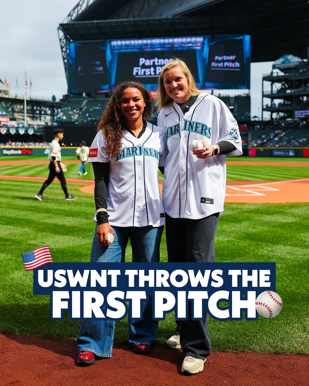 We are honored to welcome @uswnt players, Claudia Dickey and Michelle Cooper to the mound for today’s first pitch! Best of luck as you prepare for the 2027 Fifa Women’s World Cup qualifying later this year! 🇺🇸🏆