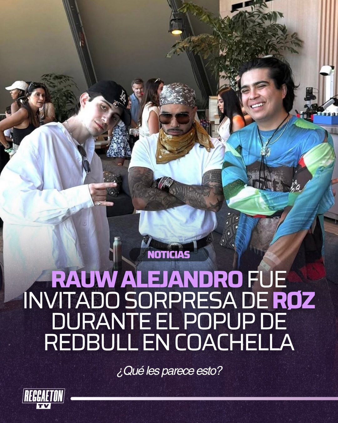 Rauw Alejandro y RØZ fueron invitados sorpresa en el popup de Red Bull en Coachella‼️🔥

Les gustaría que se juntaran para el remix de “Pongo”⁉️⬇️