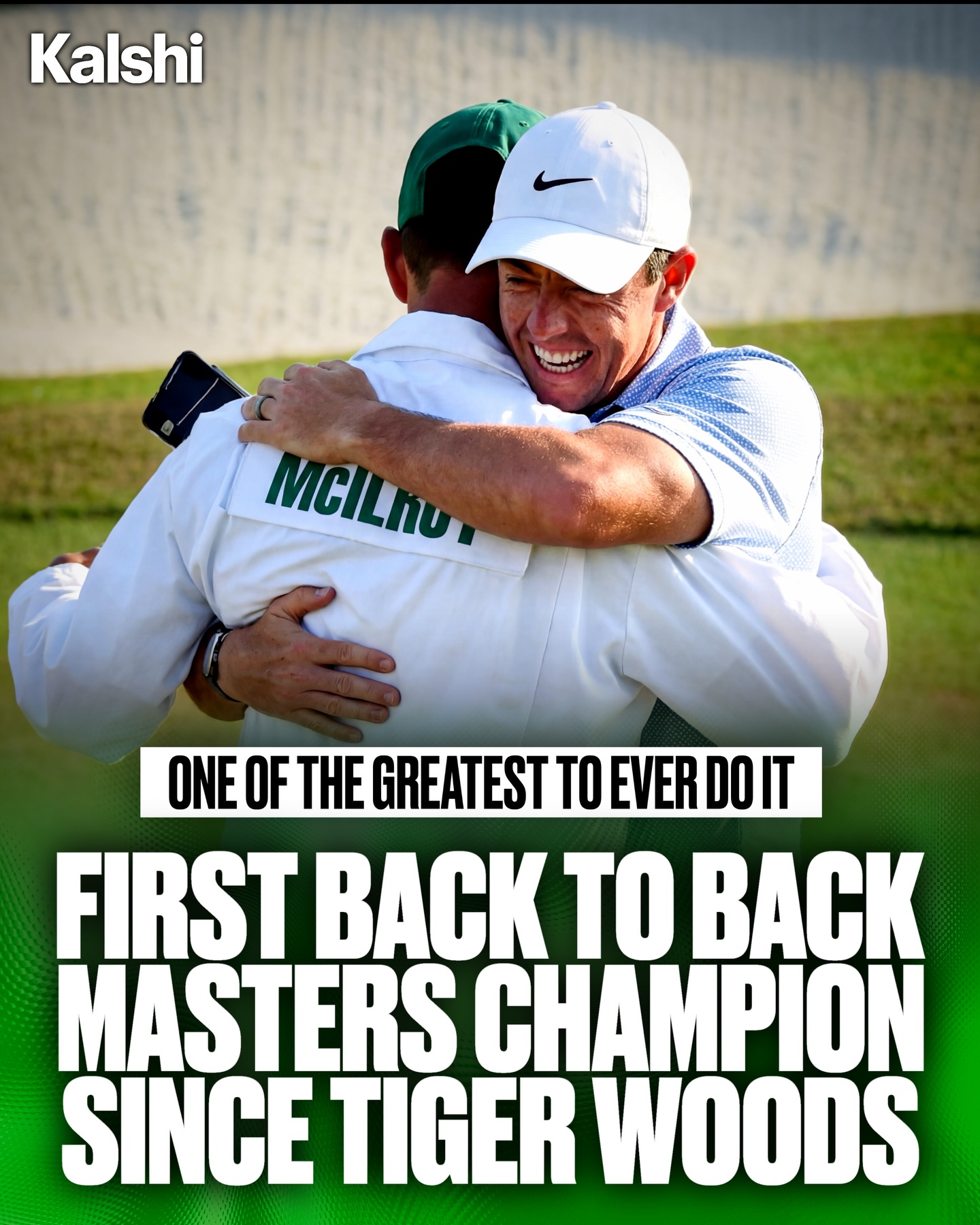 Rory McIlroy joins a small, and LEGENDARY list of golfers who repeated as Masters…. 

Jack Nicklaus (1965-66)
Nick Faldo (1989-90)
Tiger Woods (2001-02)
Rory McIlroy (2025-26) 

THE FIRST TO DO IT IN OVER A DECADE. YOU JUST WATCHED HISTORY