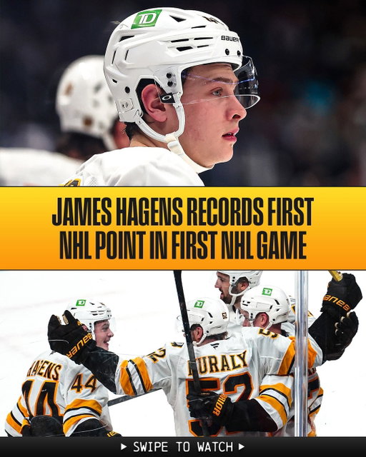 @jameshagens_4 gets in on the forecheck and secures what is sure to be the first of many points in his NHL career! 🐻