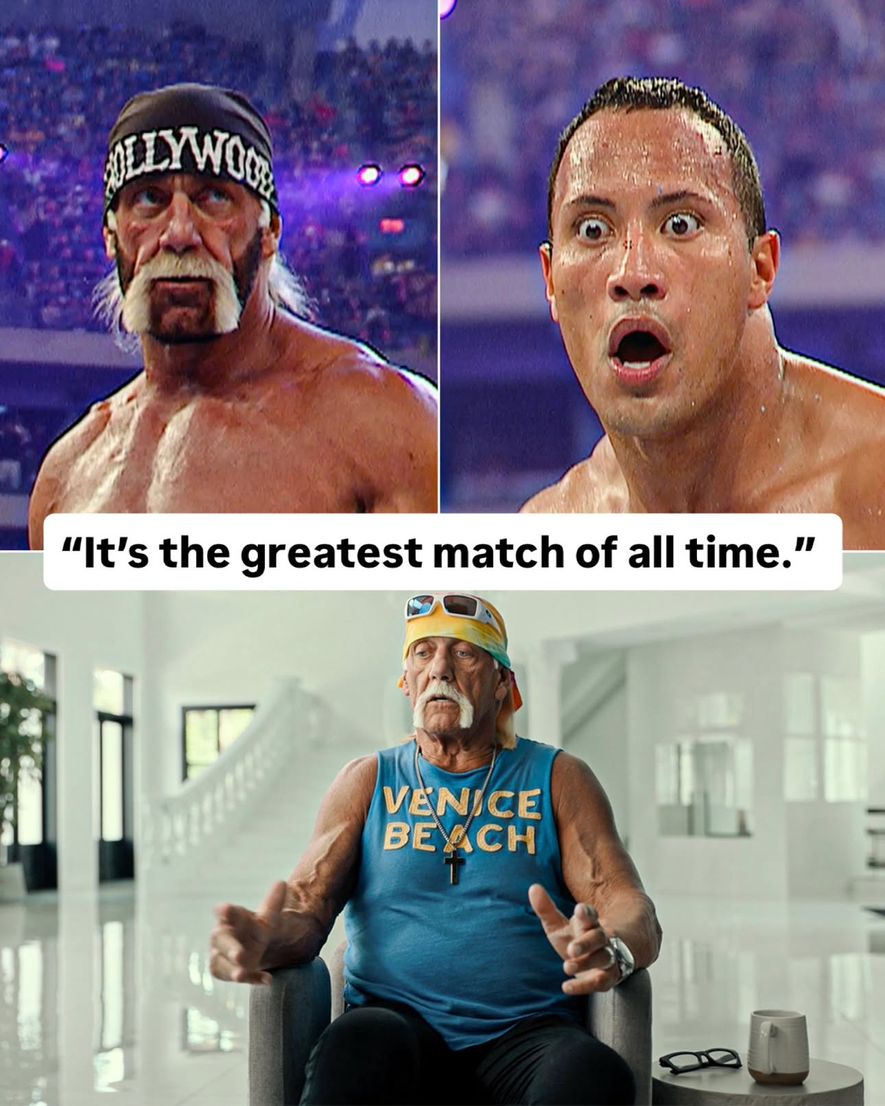 “Even The Rock to this day said it’s the greatest match he’s ever had.”

Looking back at WWE legend Hulk Hogan’s iconic WrestleMania X8 match against The Rock — which Cody Rhodes calls the ‘greatest match of all-time’ 👏

Hulk Hogan: Real American premieres April 22. 

#wwe #wweonnetflix #hulkhogan #wrestlemania #therock