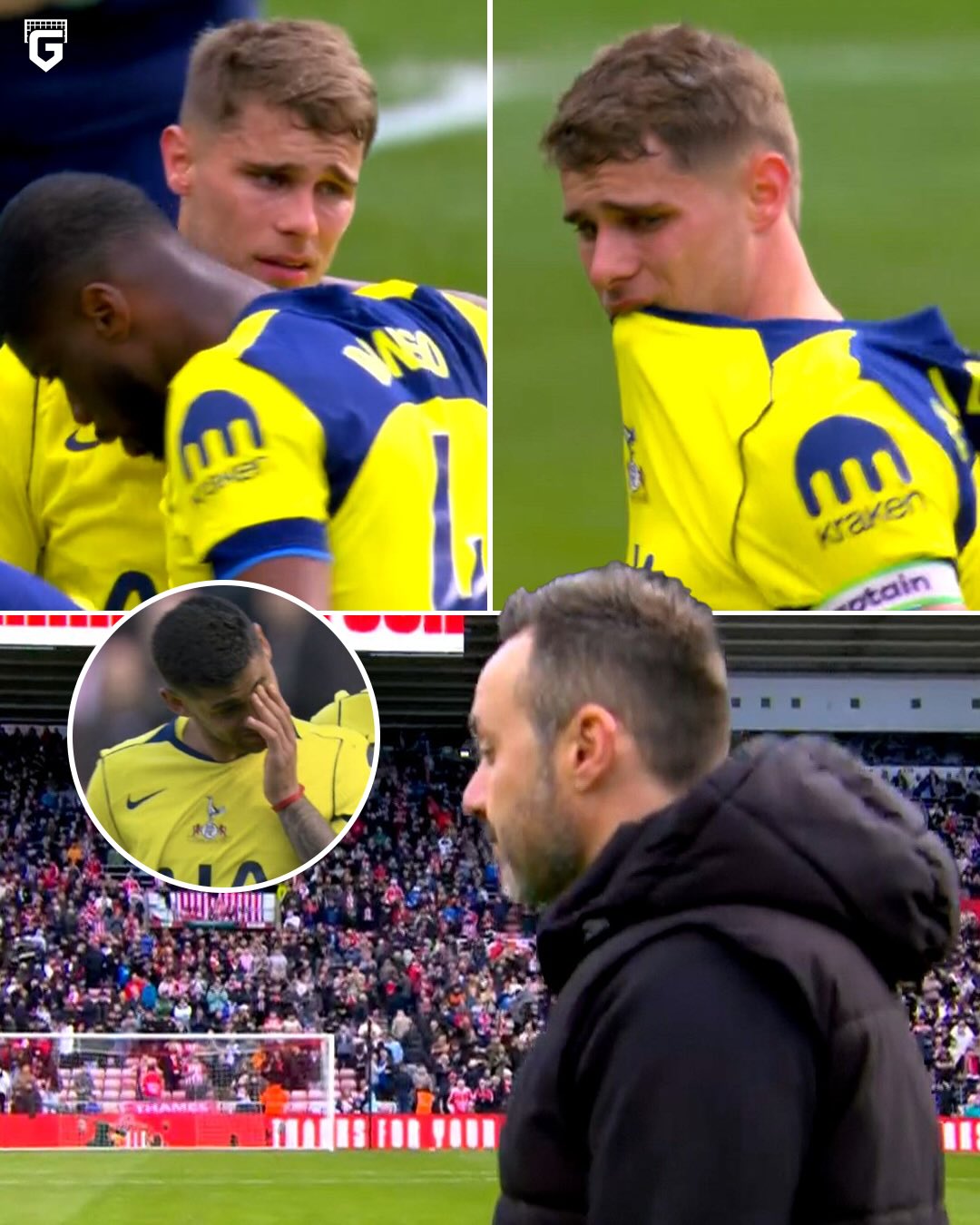 The match ends. Tottenham loses and drops into the relegation zone. On top of that, they lose Cuti Romero to injury.☹️

Captain Van de Ven can’t stop crying. Kolo Muani has to come over and tell him to calm down, that there are 6 games left and they haven’t been relegated yet.😅