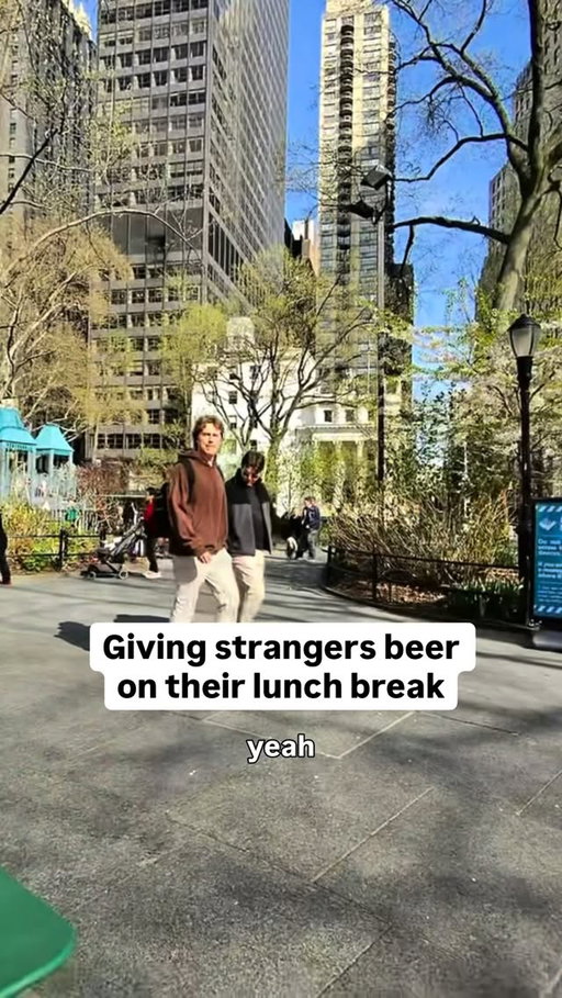 Giving strangers beer on their lunch break in NYC

On a beautiful day like today we wanted to treat New Yorkers to a free beer

We ran out of the beer we bought very quickly so decided to rotate to a bar to buy a pint for a stranger in need of a liquid lunch

If you’re in NYC and want a free beee comment “beer” below👇