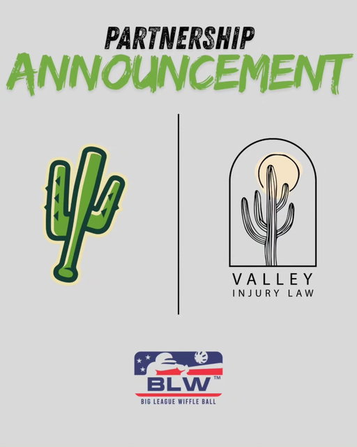 Big things coming to the Valley 🌵

We’re proud to announce our partnership between Valley Injury Law and the Arizona Saguaros as the official personal injury law firm of Big League Wiffle Ball in Arizona.

This is about more than just a partnership—it’s about supporting the players, growing the game, and building something special in the community we all represent.

Let’s get to work.
#BuiltForTheValley