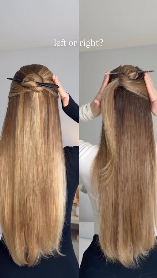 2 easy half up hairstyles✨left or right?❤️
Which hair stick hairstyle would you wear?

#hairstick #hairstyle #hairvideos #longhairstyles #hairtutorial