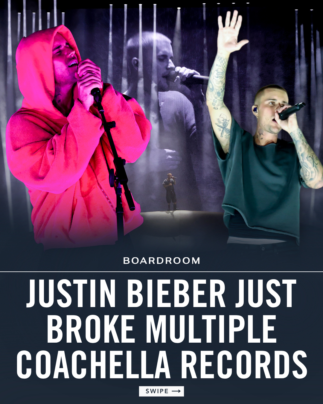 Justin Bieber has rewritten Coachella history.⁠
⁠
The pop star reportedly earned more than $10 million, making him the highest-paid headliner in Coachella history. After years of popping up during other artists’ sets, he returned to headline for the first time in four years.⁠
⁠
But instead of just chasing nostalgia, he used the set to introduce fans to this new chapter. The performance centered around his new SWAG and SWAG II material, with songs about family, faith, pressure, and growing up in public. One of the biggest moments came during an acoustic section when he got emotional singing about Hailey and Baby Jack, proving his most personal records may be his strongest.⁠
⁠
Then came the moment everyone will remember: Bieber at a laptop revisiting old YouTube clips, early music videos, and the videos that first made him famous. It was nostalgic, self-aware, and felt like Bieber reclaiming his story in real time.⁠
⁠
(via @billboard)