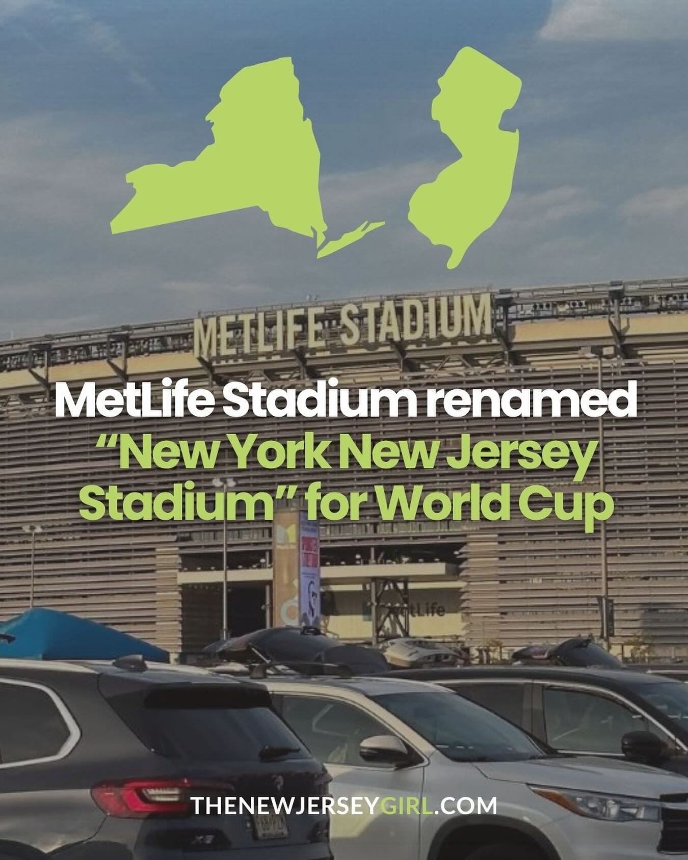 MetLife Stadium is getting a temporary name change 🤔🤔

For the duration of the FIFA World Cup, MetLife will be rebranded as the “New York New Jersey Stadium” to comply with FIFA’s clean venue policy, which requires removing sponsored branding from all 16 host stadiums in the United States. Crews were spotted covering up the MetLife Stadium signage on April 8th.

Our question: why does New York come first in the title when the stadium is in New Jersey ⁉️

Read the full story at the link in our bio.

#metlifestadium #metlifestadium #meadowlands #newjersey #worldcup