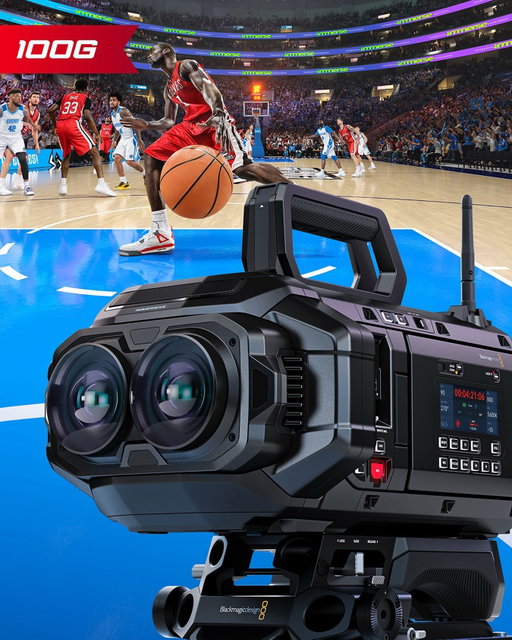 Today we announced Blackmagic URSA Cine Immersive 100G, the world’s first immersive cinema camera for live immersive production. It features a high speed 100G Ethernet port so it can output SMPTE-2110 live immersive video when used with the Blackmagic URSA Live Encoder. 

The Blackmagic URSA Cine Immersive 100G includes the same powerful features as the standard model including dual 8Kx8K RGBW sensors and 16 stops of dynamic range. It also uses 100G Ethernet to deliver the bandwidth needed to output live immersive video for the first time. 

We also announced Blackmagic URSA Live Encoder, which is a high speed compressor processing module that encodes live data into Apple ProRes for output as SMPTE-2110-22 IP immersive video. This allows you to combine the stereo, high frame rate image streams into a single 100G Ethernet connection. 

Blackmagic URSA Cine Immersive 100G will be available Q3 for US$26,495, excluding local duties. Blackmagic URSA Cine Immersive is available now at a new more affordable price of US$24,995, excluding local duties. Blackmagic URSA Live Encoder will be available later this year for US$1,495.

Blackmagic URSA Cine Immersive 100G will be demonstrated on the Blackmagic Design NAB 2026 booth #N2502.

Learn more at http://bmd.link/37RfEX

#BlackmagicDesign #BlackmagicURSACineImmersive100G #cinemacamera #URSACine