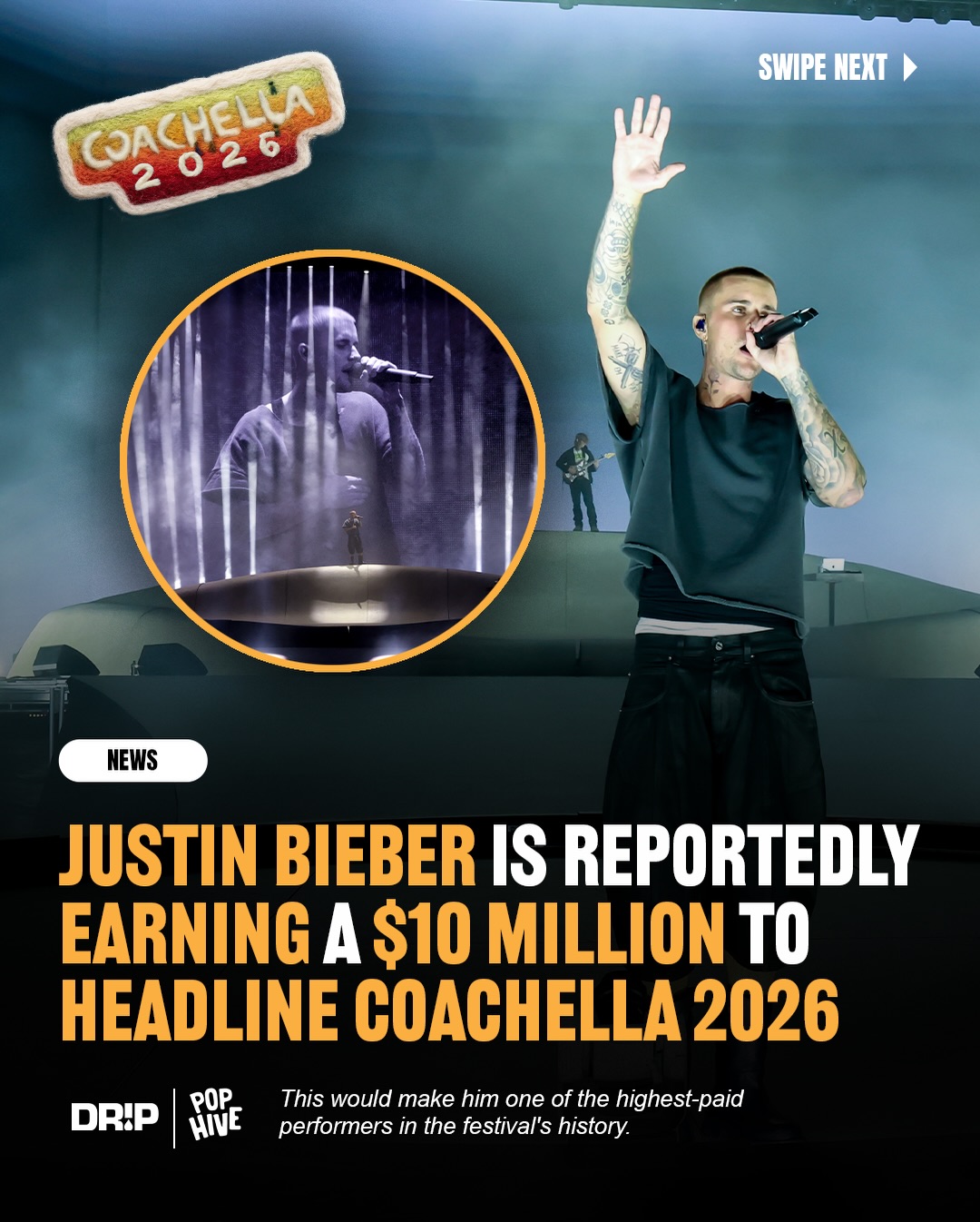 Justin Bieber is reportedly making history as the highest-paid artist ever to headline Coachella, with a record-setting $10 million deal for his two performances‼️

This means he would earn around $5 million each weekend, surpassing previous fees paid to icons like Beyoncé and Lady Gaga 😳

Do you think this is a well-deserved payday⁉️👀

#Bieberchella #JustinBieber #Coachella #Coachella2026