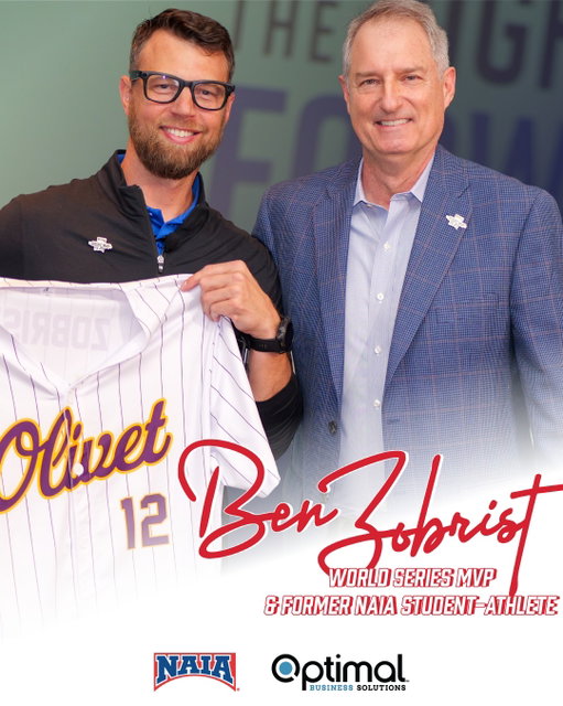 Thank you to Ben Zobrist, a World Series MVP and a former student-athlete at Olivet Nazarene (Ill.), for speaking to our membership about mental and emotional health issues.
 
And thank you to our partners Optimal Business Solutions for sponsoring the keynote session and @Influxer for giving @benzobrist18 a sick Olivet Nazarene jersey.