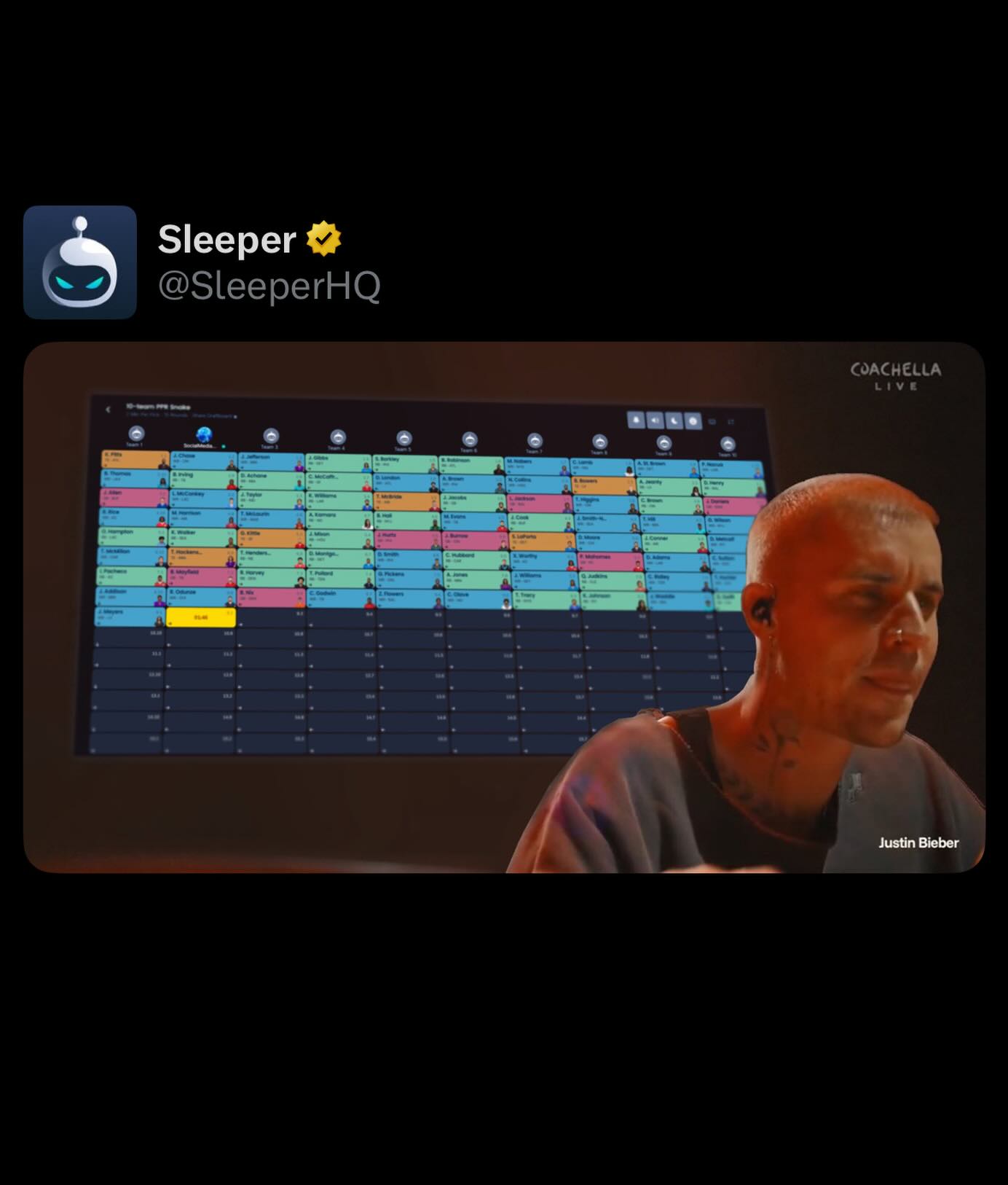 Justin Bieber was DRAFTING during his Coachella performance 😭🤣