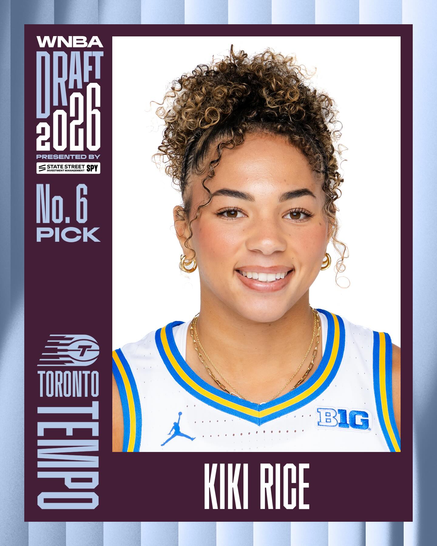 With the No. 6 pick, Kiki Rice becomes the first-ever player drafted by the @torontotempo 🏀

2026 WNBA Draft presented by State Street Investment Management SPY