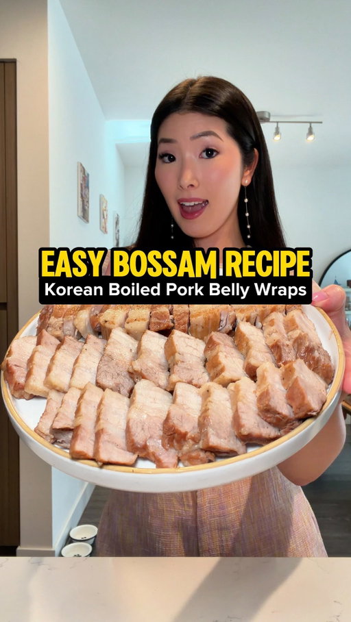 juicy tender korean pork belly wraps!! This is my easy beginner friendly recipe for bossam that maximizes flavor and minimizes time and effort required! This dish is usually pretty pricey at Korean restaurants, so learn to make it at home for MUCH cheaper! For me, it’s become a staple meal to impress friends!!

INGREDIENTS (serves 2; double recipe if serving 4):
- 1.5 pound pork belly (choose one with a GOOD, EVEN amount of fat! I recommend getting from Costco or Hmart)
- 6-8 garlic cloves 
- 1/2 white or yellow onion 
- 1 tbsp ginger sliced 
- 2-3 scallion stocks (OPTIONAL) 
- 1/2 tbsp brown sugar 
- 2 tbsp doenjang 
- 1/4 tsp pepper
- 2-3 bay leaves (OPTIONAL)
- 1/2 tbsp instant coffee 
- 5 cups water 

FOR YOUR WRAPS: 
- sliced jalapeno, raw garlic chips, and ssamjang are musts! 
- salted napa cabbage is the authentic Korean way, OR lettuce will do just fine! 
- radish kimchi (musaengchae), OR regular kimchi
- saewoojeot (OPTIONAL) 
- white rice (OPTIONAL)

A few extra tips…to test if your bossam is ready, use the chopstick test! Just poke the thickest part of the meat. If it goes in and out super smoothly, you’re good to go! And make sure you’re using INSTANT coffee, not fresh ground! This is the “secret ingredient” to remove any porky smell or taste.

#easyrecipes #bossam #porkbelly #koreanfood #koreancooking