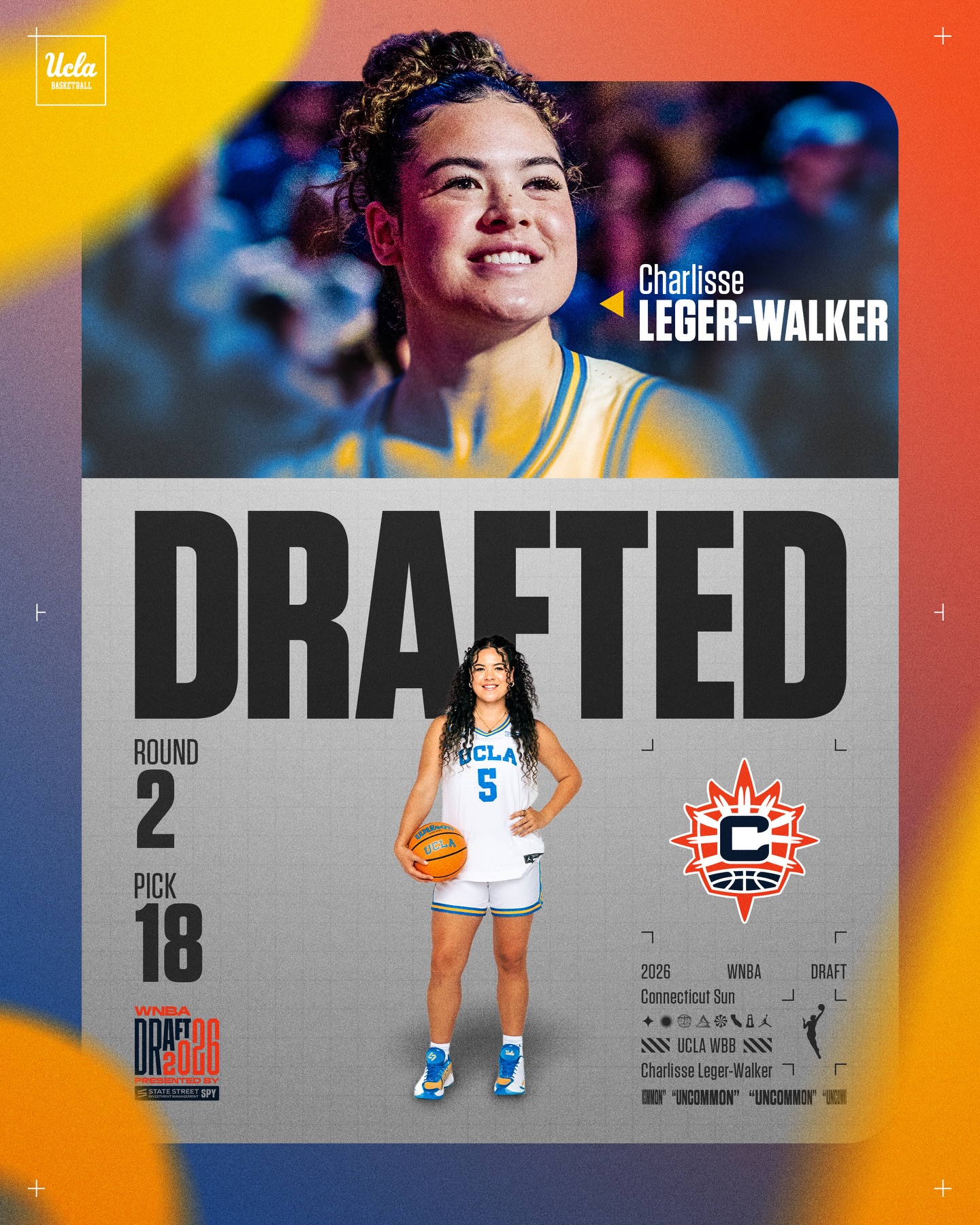 With the 18th pick in the WNBA Draft the Connecticut Sun select Charlisse Leger-Walker!

#GoBruins | @charlisse.legerwalker