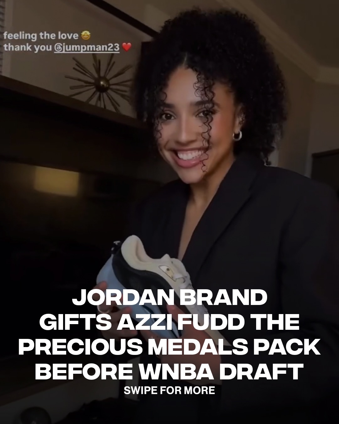 Before going No. 1 in the 2026 WNBA Draft, Azzi Fudd received Jordan Brand’s “Precious Medals” pack—featuring inscribed medals, handwritten notes, and pairs of the Air Jordan 40/28, Jordan Sixty Plus Low, plus an exclusive 30th Anniversary WNBA Jordan Heir Series 2 🏅

🎥: @azzi35