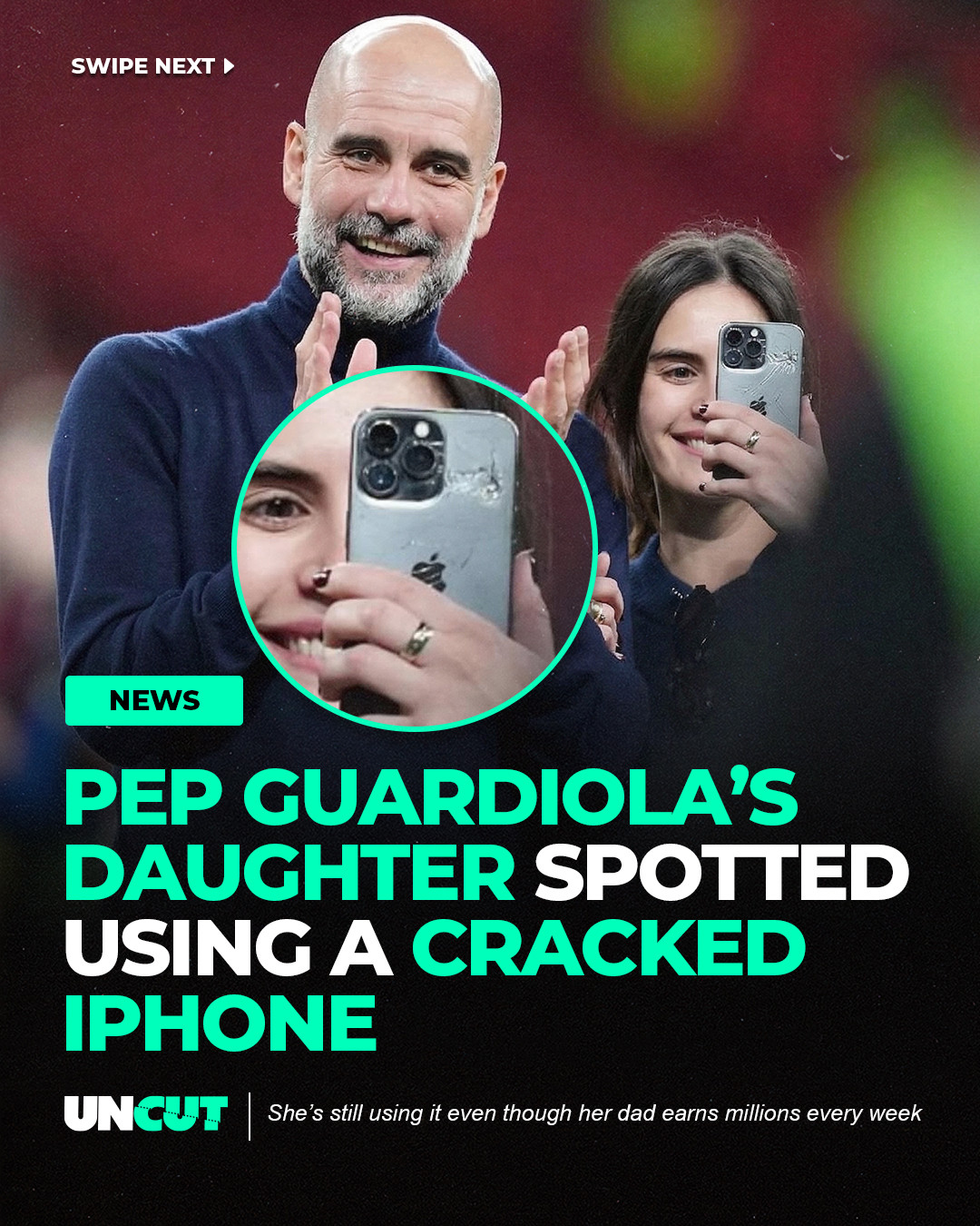 Pep Guardiola earns millions every week, but his daughter is still using a cracked iPhone 👀⁠
⁠
Maria Guardiola was spotted using an older iPhone with a cracked screen, even though upgrading wouldn’t be an issue at all, showing it’s more about function than flex 📱⁠
⁠
What do y’all think⁉️👀