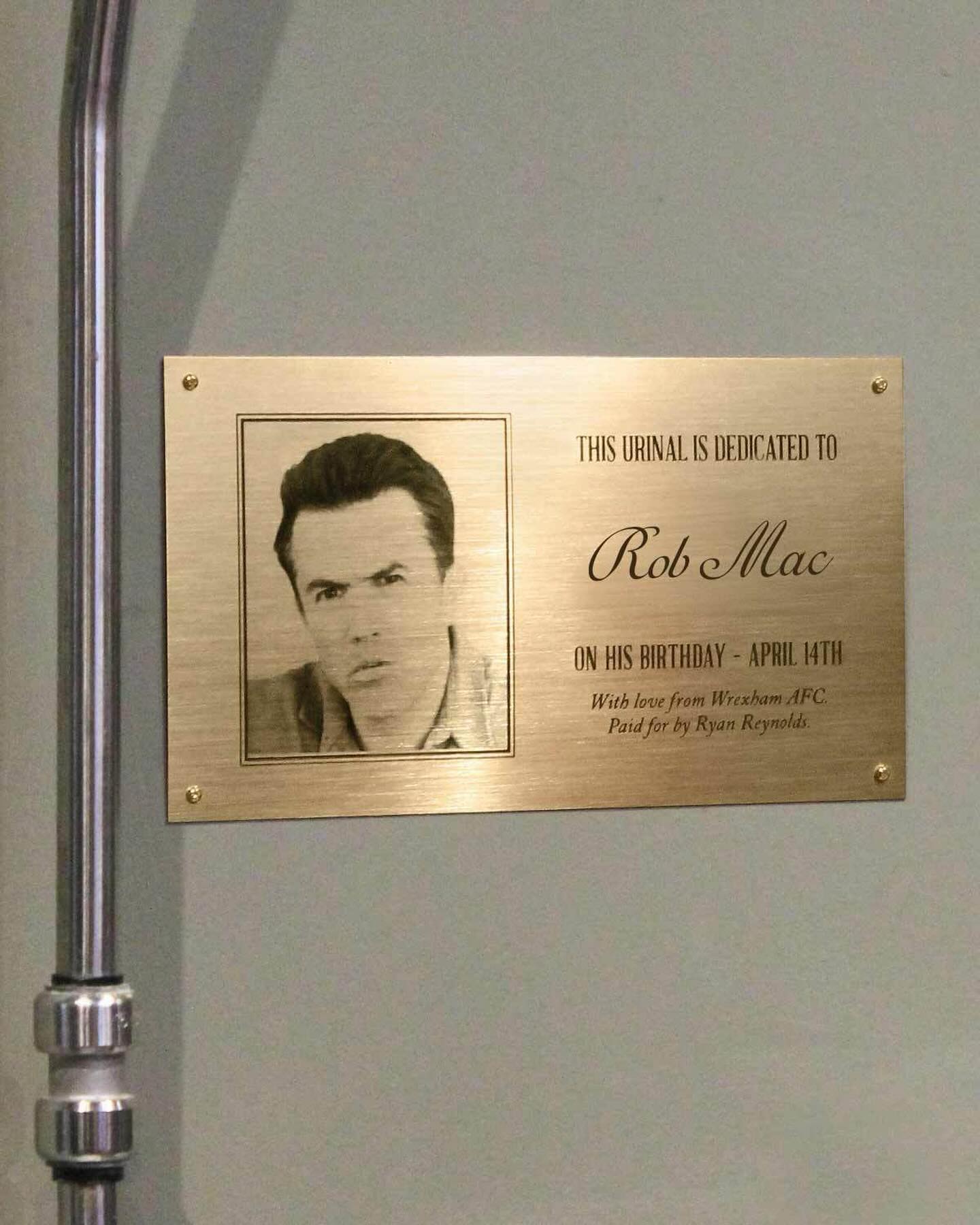 Happy Birthday to my co-chairman @RobMac! I usually plan some elaborate prank. But after five years, while in the midst of a playoff race, and with three more seasons of Welcome to Wrexham coming, I figured I’d just update the plaque that started it all.
