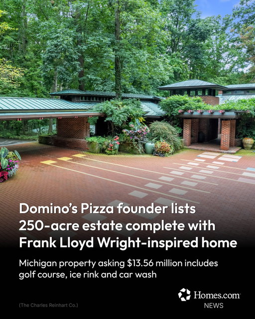 🏠 🍕 Ever wanted the whole estate, not just a slice? @dominos Pizza founder Thomas Monaghan is listing the full 253 acres of his former Ann Arbor, Michigan, estate for the first time, with the entire property priced at $13.56 million. 

Known as The Retreat at Turtle Point, the sprawling compound includes a barn with a sports court, racquetball court, pool, sauna, fitness center, and the land includes a golf course, treehouse, and three total homes.

Monaghan initially listed just the 30.8 acres in April 2025, including his Frank Lloyd Wright-inspired house by the late architect Gunnar Birkerts.

“We had an offer last year that we did not take, but it really got him thinking: ‘Alright, in this price point, people really want more space.’ So rather than 30 acres, we’re going to entertain selling everything,” said listing agent @flewellingteam of The Charles Reinhart Co. in an interview.

🔗 Read more at the link in our bio.