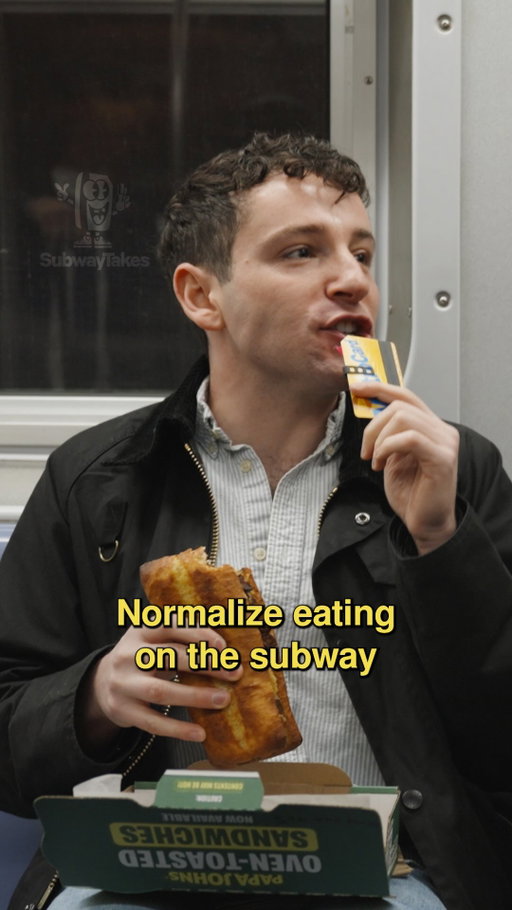 Episode 682: Normalize eating on the subway!! @zachschiffman 

#Ad Try @PapaJohns new oven-toasted sandwiches! 
 
Host: @kareem
Created/Produced by Kareem Rahma (@kareem) and Andrew Kuo (@akuoproject)
Creative Producer and Editor: @tylerbat
Associate Producer: @ramy_shafi @madyson.hearsh
Cameras: @anthonydimieri @sitcom_stupid

 #hottakes #subwaytakes #interview #nyc