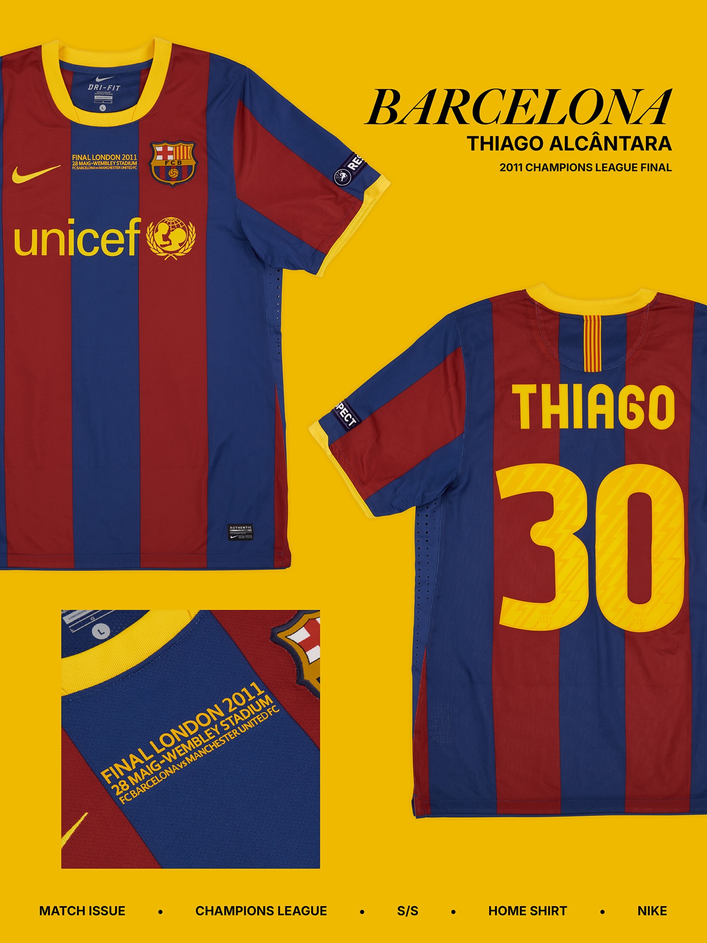 𝑫𝑶𝑴𝑰𝑵𝑨𝑻𝑰𝑶𝑵.

Barcelona reached their zenith under Pep Guardiola in this shirt. The Champions League Final at Wembley in 2011 was their masterpiece. Xavi dictating tempo. Iniesta waving space. And Messi at his unstoppable best, scoring a thunderbolt in a 3-1 demolition job on Manchester United.

It was the same stadium where Barça had won their first European Cup back in 1992, with Pep the rookie midfielder; now, nineteen years later, he returned as the all-conquering coach with a team who redefined modern football.

Find more shirts like this in our book, pre-order via the link in our bio 📖👆
