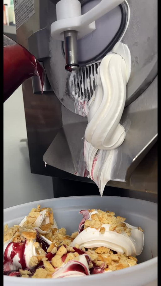 🍰 Meet our NEW Raspberry Sheet Cake 

This #BehindTheScoop shows how it all comes together: white cake–flavored ice cream swirled with bright raspberry ripple and packed with soft yellow cake pieces.
