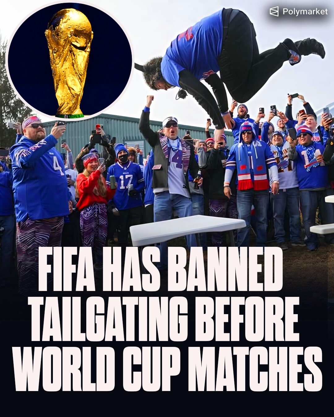 FIFA has banned tailgating before World Cup matches at major U.S. stadiums.

Tailgates are normally free to attend.