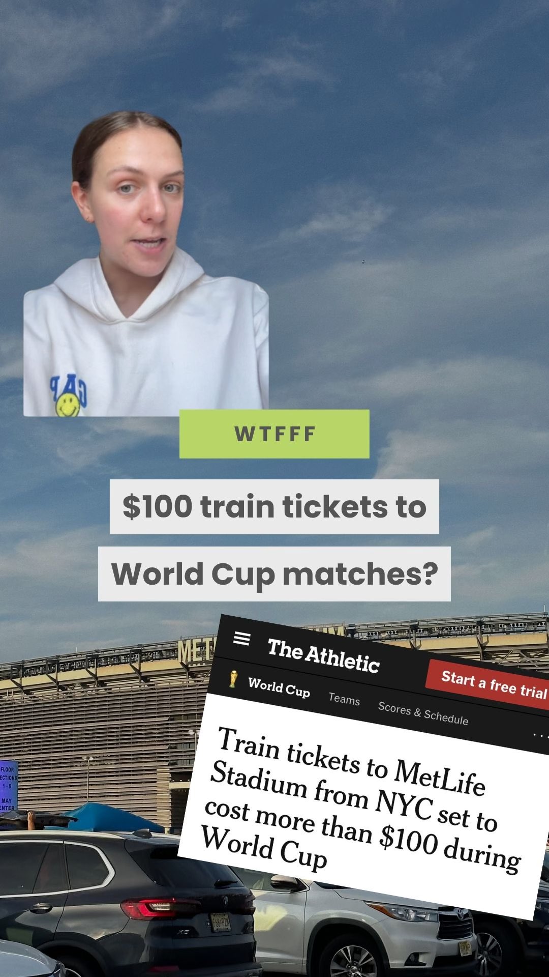$100 for a World Cup train ticket?! 

In the latest World Cup New Jersey development, NJ Transit train tickets to East Rutherford could cost up to $100 for commuters headed to the matches. NJ Transit hasn’t confirmed these prices or the plans, but reporting from @theathletichq says info comes from sources close to the project. 

So just to recap: there is no parking at MetLife during the matches, NY Penn is reportedly closing for 4 hours on match days, the stadium has been renamed, and now tickets could be over $100? 

Truly have thought more about soccer this month than ever before. We got a full recap at the link in our bio.