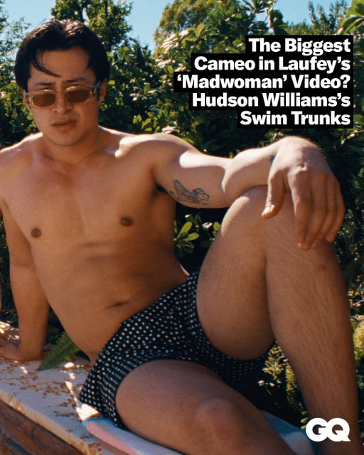@Laufey's video for "Madwoman" is packed with enough fandom-bridging cameos to keep FYPs busy for the next 72 hours. But somewhere in the middle of all the madness, there's one detail that we keep going back to: @hudsonwilliamsofficial's swim trunks. Get all the details on the @tomford polka dot shorts at the link in bio. 🩳

Image courtesy YouTube