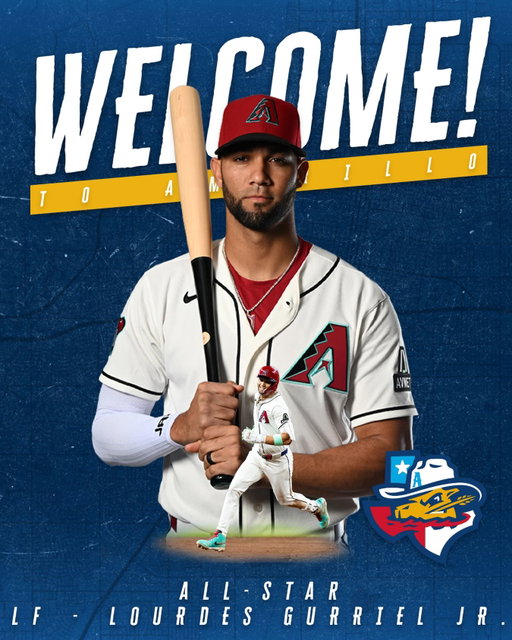 Welcome to Amarillo, Lourdes! 🐍

The All-Star Left Fielder’s rehab assignment will be tomorrow, Wednesday, April 15 and Thursday, April 16. 
 
#EmbraceTheAnimal