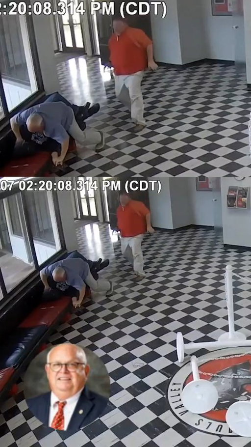A high school principal in Oklahoma was shot in the leg last Tuesday after confronting a man who entered the school with a gun, authorities said. This footage was released hours ago and obtained by @goodnews_movement 

Pauls Valley High School Principal Kirk Moore is in stable condition, and no students were injured in the shooting, according to authorities. The suspect, a 20-year-old former student, was taken into custody, Oklahoma State Bureau of Investigation spokesman Hunter McKee told reporters outside the school.