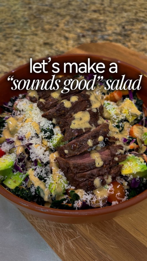 One thing about it, I love me a salad! 

I choose a good base, prioritize protein, fiber, healthy fats, and then add whatever else sounds good 😂 (within reason)

Oh and make sure you top the salad with this Maple Dijon Dressing: 

1/2 cup of extra-virgin olive oil
1/4 of cup grainy dijon mustard
1/4 cup of apple cider vinegar
2 tablespoons of REAL maple syrup
1 tbsp water (to thin it out a little)
3 garlic cloves 
Salt & pepper (to taste)
Dash of nutmeg (optional)

Would you try this salad? It was so bomb! Running it back tonight lol