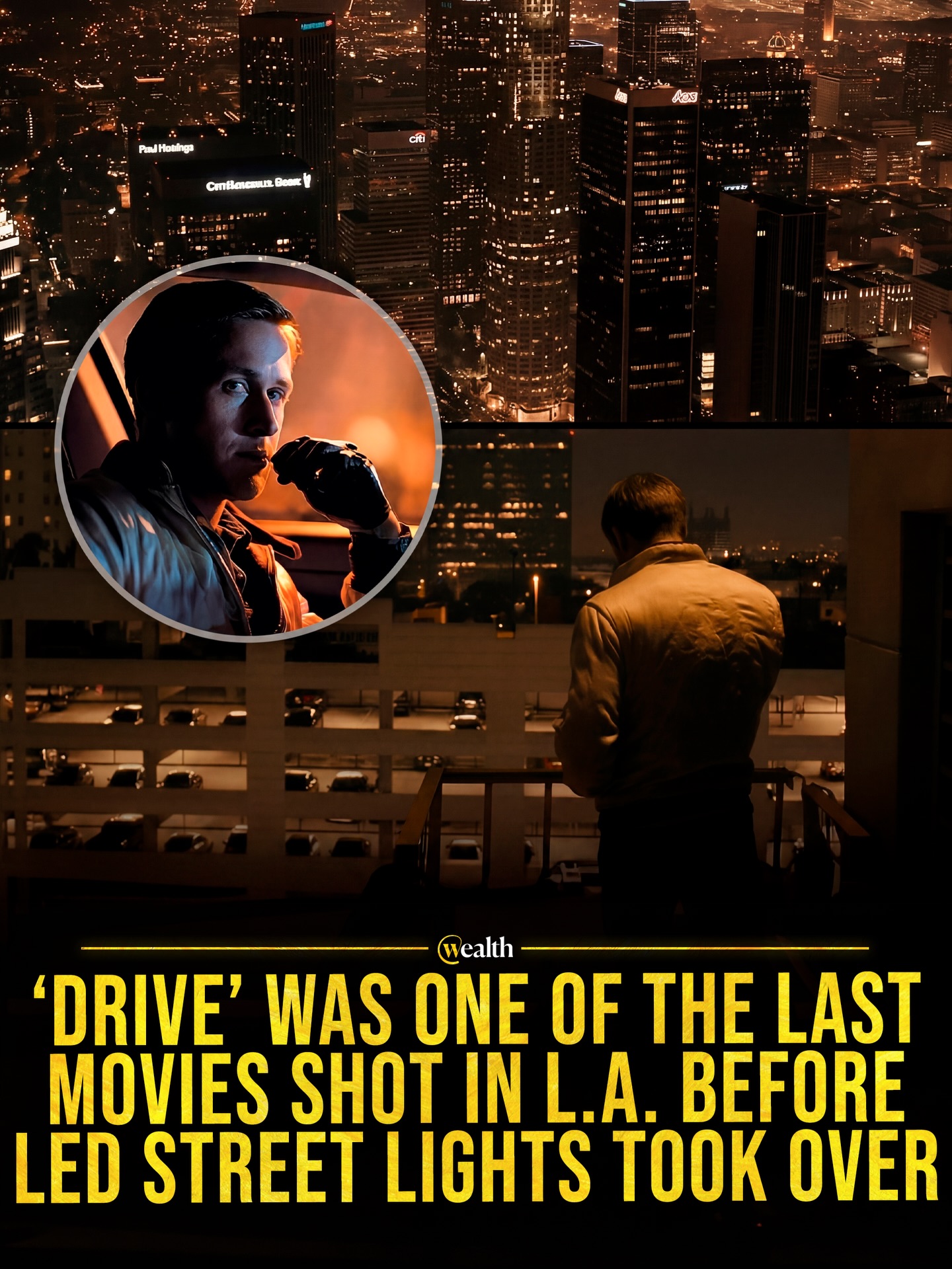 LA’s orange nights became a movie timestamp 🌃🎬

Drive filmed Los Angeles in 2011, when sodium streetlights still gave the city its warm orange nighttime color. The city then converted 160,000 streetlights to LEDs, replacing that familiar glow with a cooler white look.

By the early 2020s, 98% of LA’s streetlights were LED, so the old night palette had largely vanished.

The film feels dated in the best way because it caught a city changing its light at street level.

#Film #Cities #Streetlights #LEDLighting #LosAngeles