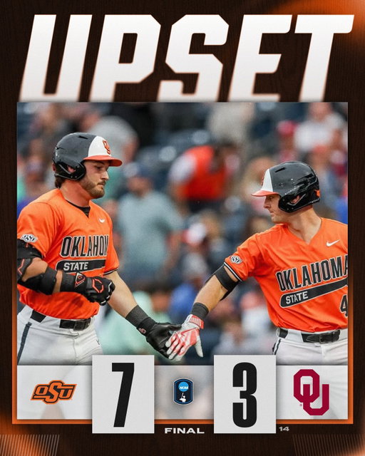THE COWBOYS RULE OKLAHOMA 🤠

@osubaseball steals an upset from local rivals No. 14 Oklahoma, 7-3!

#NCAABaseball