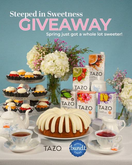 Spring hosting, steeped in sweetness. 🌸🫖 We’re teaming up with @tazo to give one lucky winner everything they need for a successful spring tea party.

Enter now for your chance to win a $150 Nothing Bundt Cakes gift card, a curated assortment of TAZO tea bags and tea concentrates featuring Classic Chai Latte, Strawberry Matcha Latte, English Breakfast, Passion Herbal Tea, and Glazed Lemon Loaf, plus a charming porcelain tea set perfect for pouring, sipping, and serving in style.

To enter:
 1️⃣ Follow @nothingbundtcakes & @tazo
 2️⃣ Tag a friend you want to host a tea party with
 Bonus Entry: Share this post to your story!

NO PURCHASE NECESSARY. Open to 50 US states + DC, age of majority. Enter by 4/22/26 at 2:00 pm (CST). Odds depend on the number of entries. Rules at https://www.nothingbundtcakes.com/sweepstakes/social/.