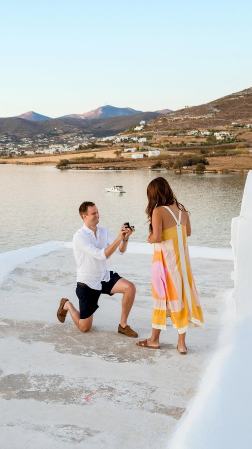 Crashing out because… ‼️ 
 
I’m getting married in 3 months?! 
 
Cole proposed to me in September 2024 on the beautiful island of Paros in Greece and the proposal was a complete surprise 😮 
 
I cannot believe it’s almost TIME 💍 Let me know if there’s something you wished you had done for your wedding or any words of advice! 
 
#travelcouple #greece #proposal #travel