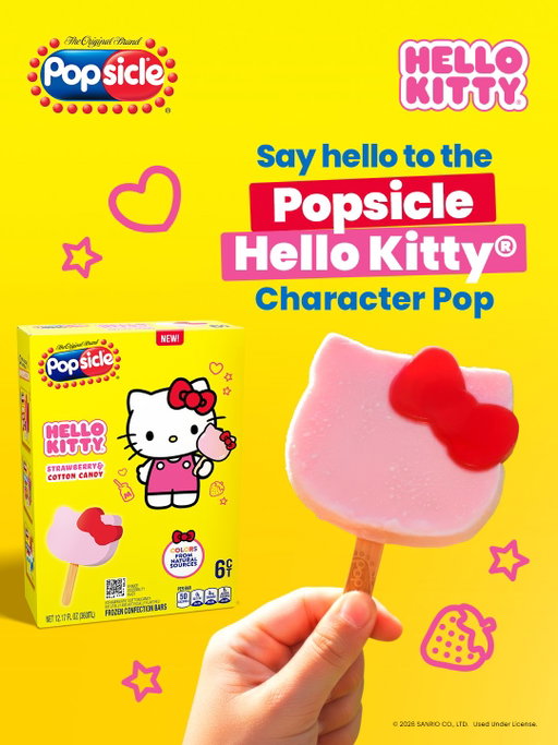 Sweet news: Popsicle @HelloKitty pops are here 💕​

Bring smiles to snack time with delicious pops shaped like Hello Kitty's iconic face and signature bow 🎀 The cutest way to cool off 💖​

​#Popsicle #HelloKitty #NewProduct