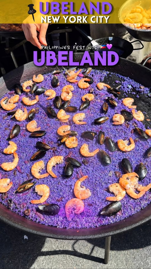 Everything I ate at Ubeland! 🇵🇭💜 if Ube is your vibeee, you need to tap in! 

Check these vendors out: 
@tiopaella — Ube Paella
@gobis_goods — Ube Donuts
@kapehannironey — Ube Latte 
@kalye.nyc — Ube Sliders
@matchanmore — Ube Soft Serve 
@sosarapnyc — Chicken Skewers 
@homefrite — Brisket Ube Fries

Which one of these dishes would you try? Check out @philippinesfest for the next one! Follow @stormrates for more foodie finds in NYC 🗽

#philippinesfood #ubefestival #ube #nycfood #filipinofood
