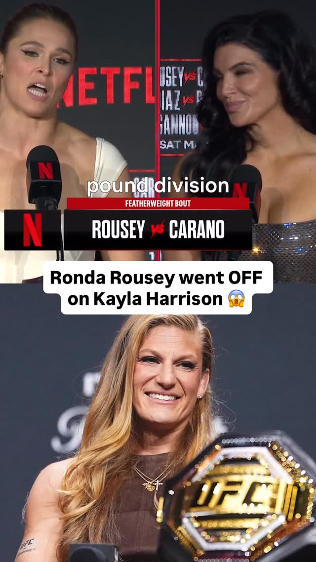 The ENTIRE Ronda Rousey rant on Kayla Harrison. SHEESH 😮

RONDA ROUSEY vs. GINA CARANO
Saturday May 16
LIVE only on Netflix
#RouseyCarano

#mma #rondarousey #kaylaharrison