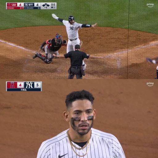 JOSE CABALLERO HAS ICE WATER IN HIS VEINS! 

WHAT AN IMPROBABLE WIN FOR THE YANKEES. WHAT A SEND FROM LUIS ROJAS AND AUSTIN WELLS SNEAKS IN TO END THE BALLGAME.
