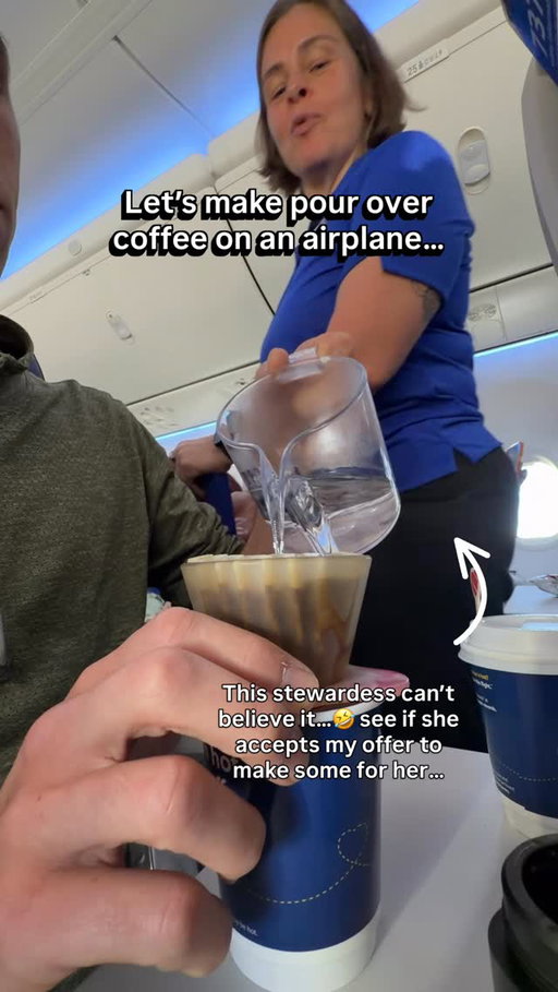 Let’s make pour over coffee on an airplane ✈️☕️

This had to be the coolest stewardess I’ve ever had. Also, I clearly included me offering some to both people in the video since last time people that I selfishly kept it all to myself without offering to share. 🤣

#coffee #coffeemaking #airplanecoffee