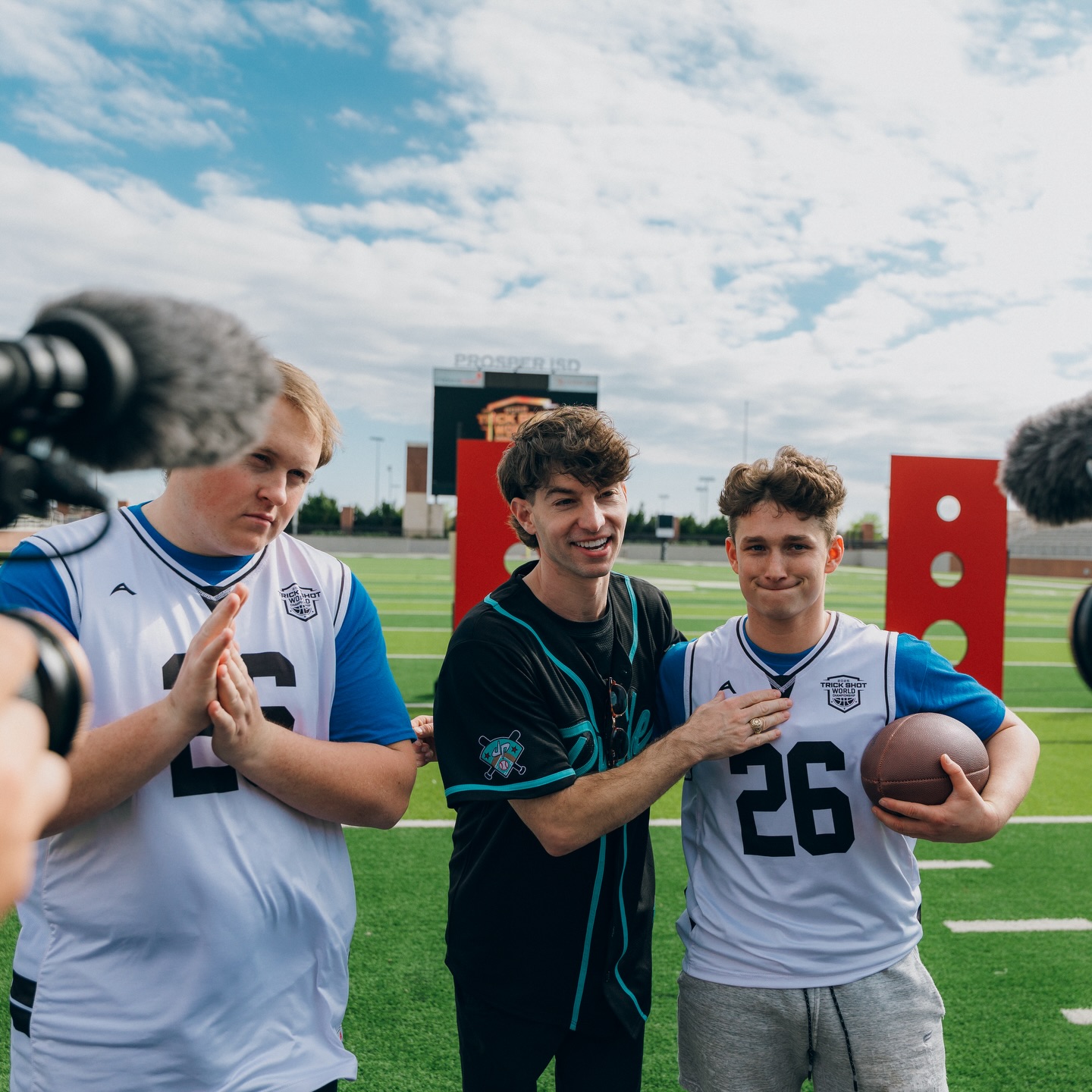 @dudeperfect TRICKSHOT WORLD CHAMPIONSHIP❗️go watch the YouTube vid on their channel if you haven’t! Dude Perfect is one of the reasons we started doing trickshots and making content. So fun to be a part of this! From going to their tour live with my dad years ago to being in their video and going on tour this summer with them! What a crazy blessed life! God is Good! All the Time! ✝️ #sports #trickshot #dudeperfect #dp #competition