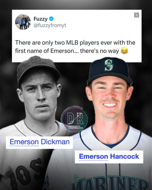 There have been just 2 first name Emersons in Major League history:

Emerson Dickman, former Red Sox pitcher who spent his entire career with Boston from 1936-41

Emerson Hancock, 2020 Mariners first round draft pick who has pitched for Seattle since his debut in 2023

This stroke of knowledge via @fuzzyfromyt
