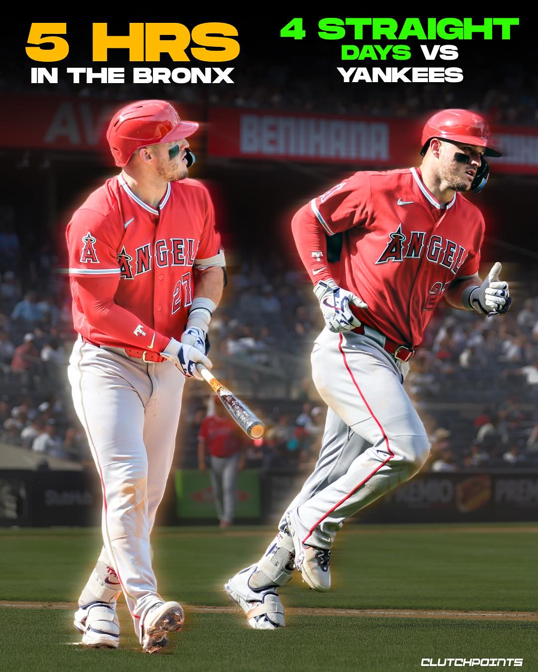 History has a new name at 161st Street: Mike Trout.

For the first time in the 100+ year history of the New York Yankees, a visiting player has homered in four consecutive days at Yankee Stadium. Not Babe Ruth, not Ted Williams, not Ken Griffey Jr., only Mike Trout.

Trout’s fifth home run of the series didn’t just pad the stats; it set the record for the most home runs by a visiting player in a single series against the Bronx Bombers. Even in the twilight of his career, the greatest player of this generation is still finding ways to do things the game has never seen before. 

We are witnessing greatness that defies logic.