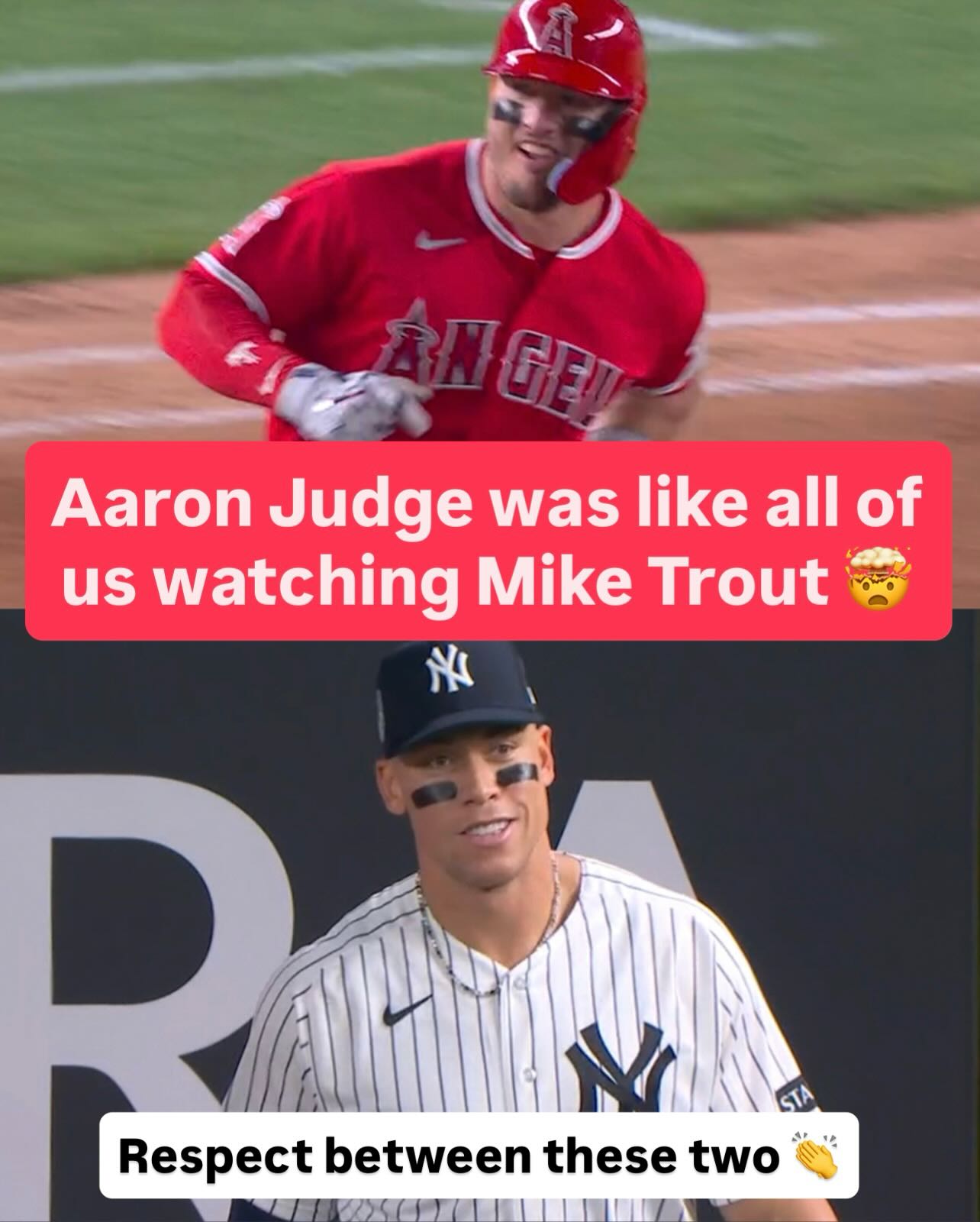 Mike Trout hit 5 homers throughout the series at Yankee Stadium

Aaron Judge was in awe just like all of us 🙌